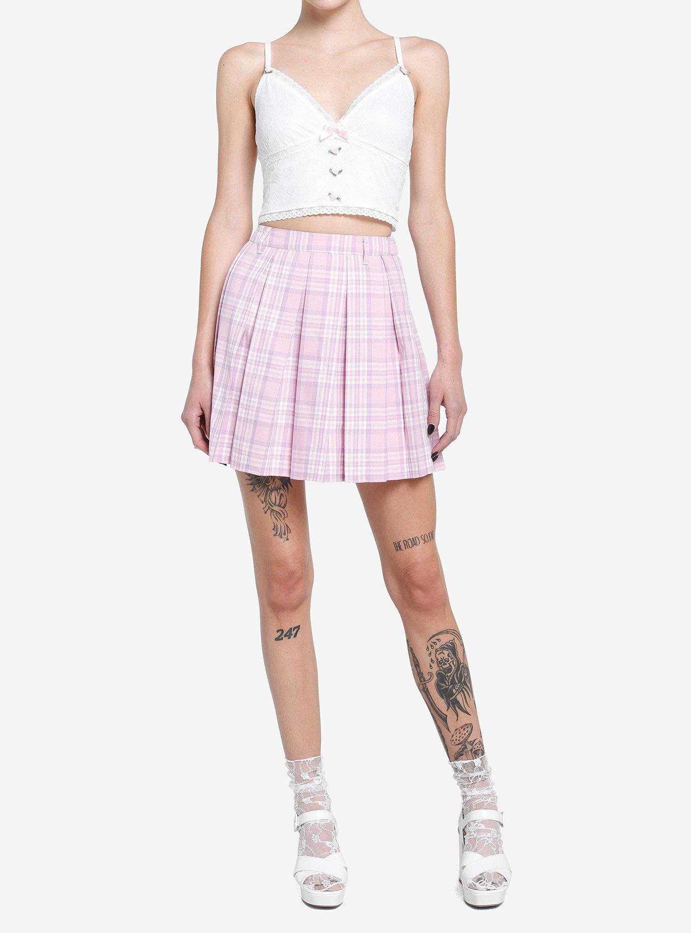 Sweet Society White Lace Pink Rosette Girls Crop Cami, BRIGHT WHITE, alternate