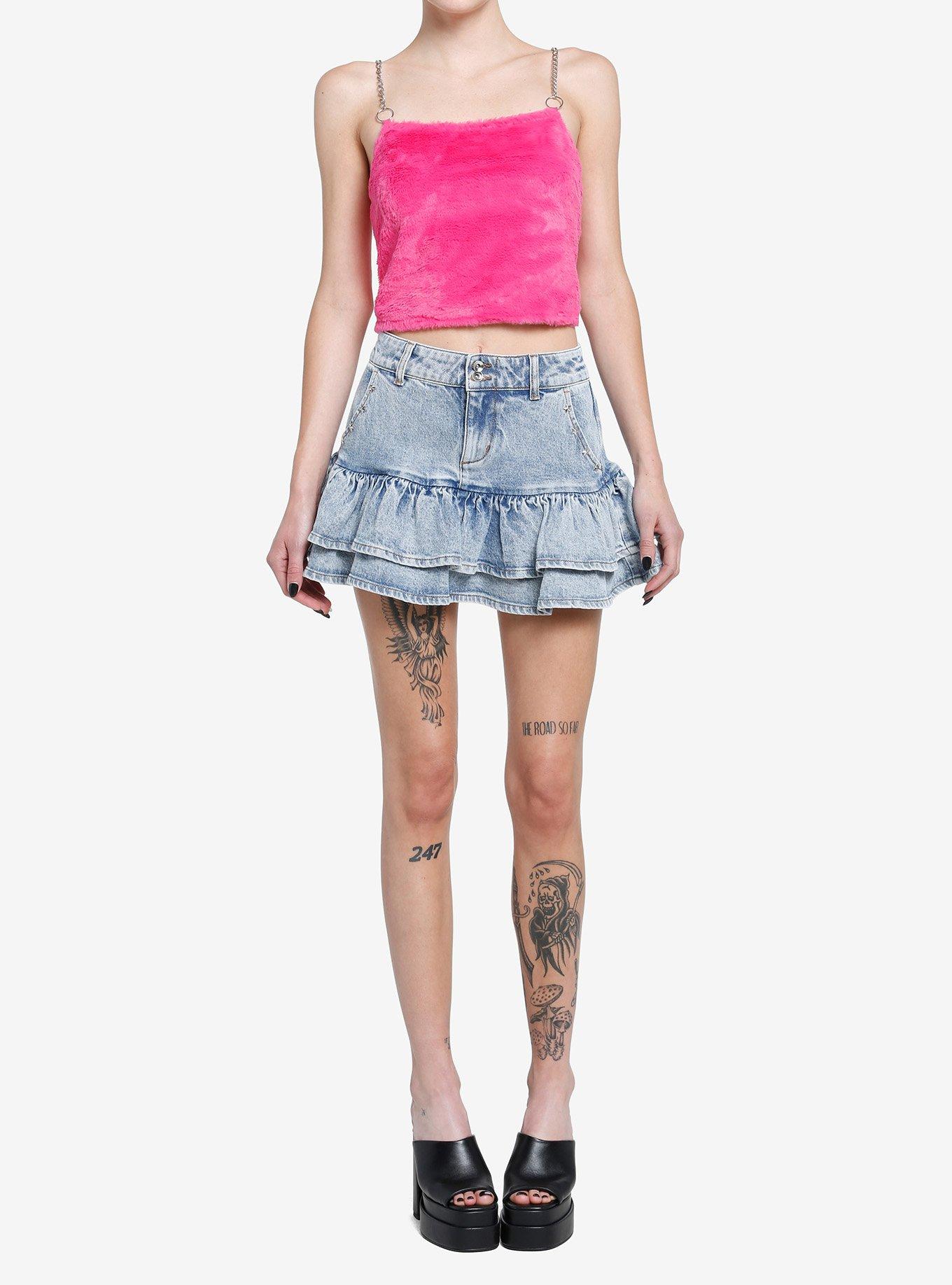 Sweet Society Hot Pink Fuzzy Chain Girls Crop Cami, FUSCHIA PURPLE, alternate