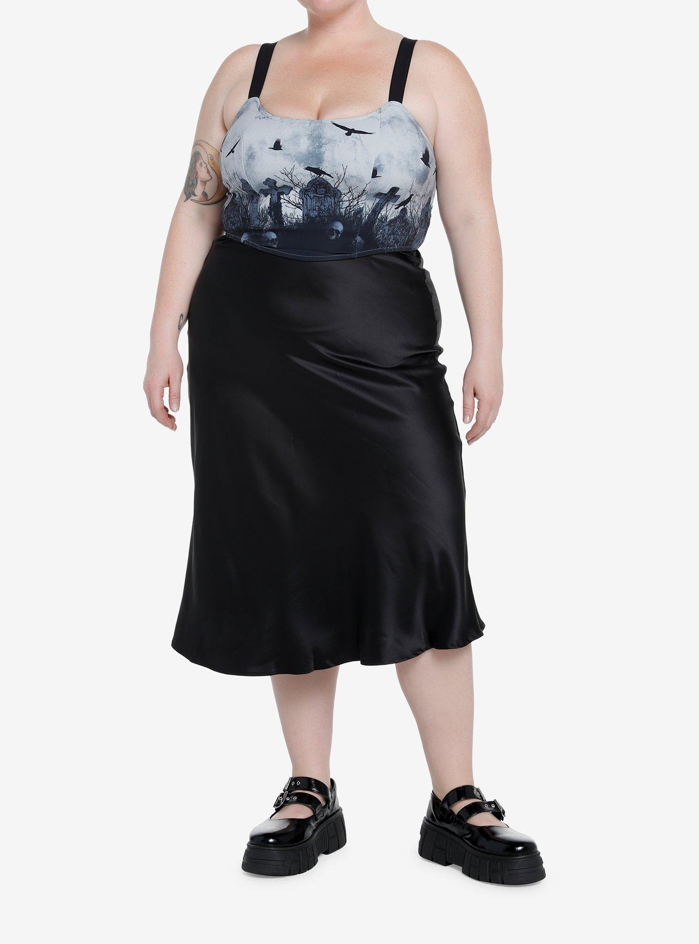 Thorn & Fable Graveyard Lace-Up Girls Crop Corset Plus Size, , hi-res