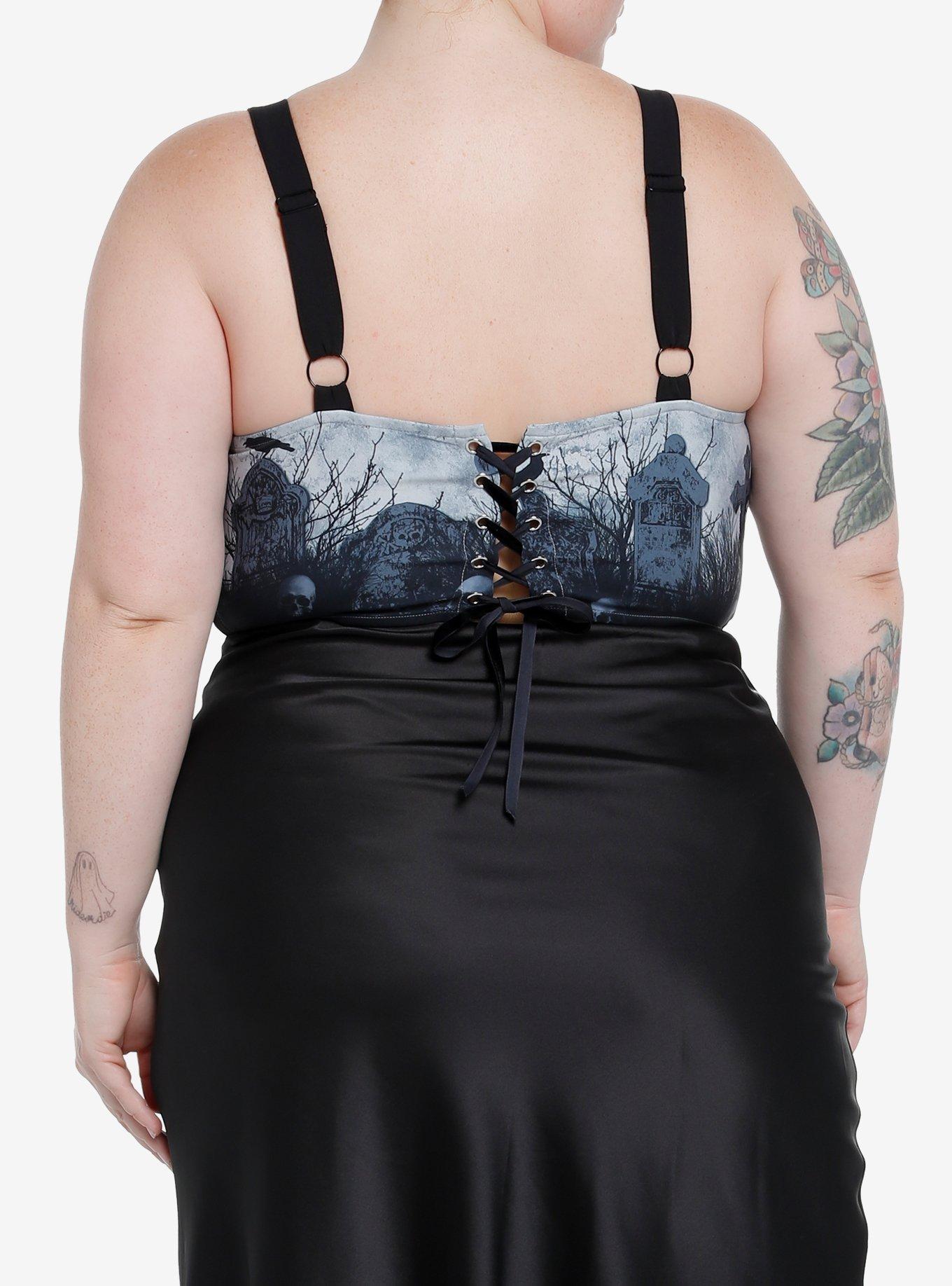 Thorn & Fable Graveyard Lace-Up Girls Crop Corset Plus Size