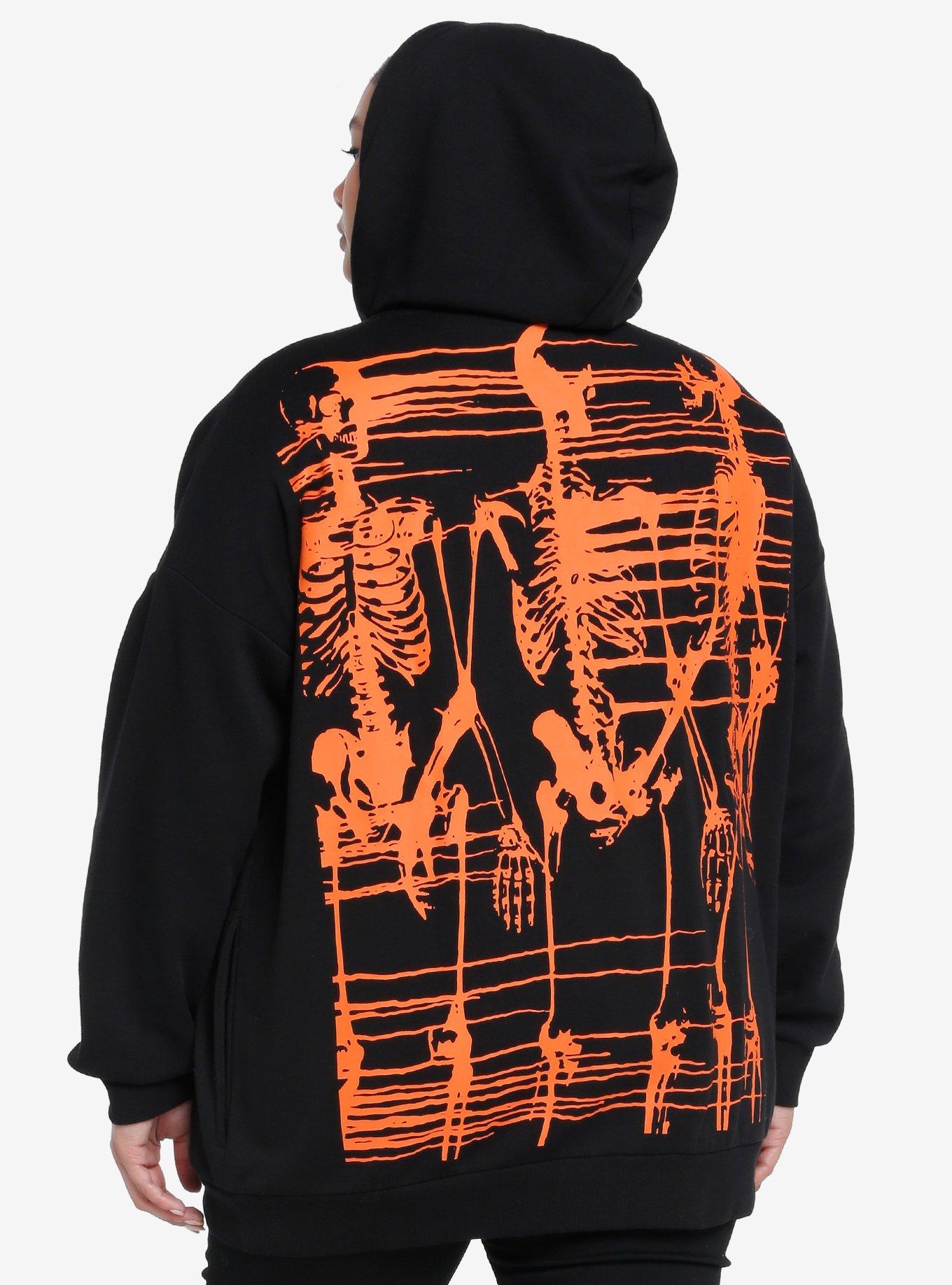Thorn & Fable Orange Skeleton Girls Oversized Hoodie Plus Size, BLACK, alternate