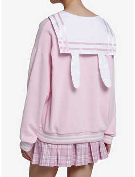 Sweet Society Pink Bunny Ear Sailor Collar Girls Sweatshirt, , hi-res