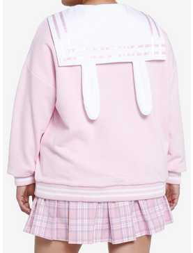 Sweet Society Pink Bunny Ear Sailor Collar Girls Sweatshirt Plus Size, , hi-res
