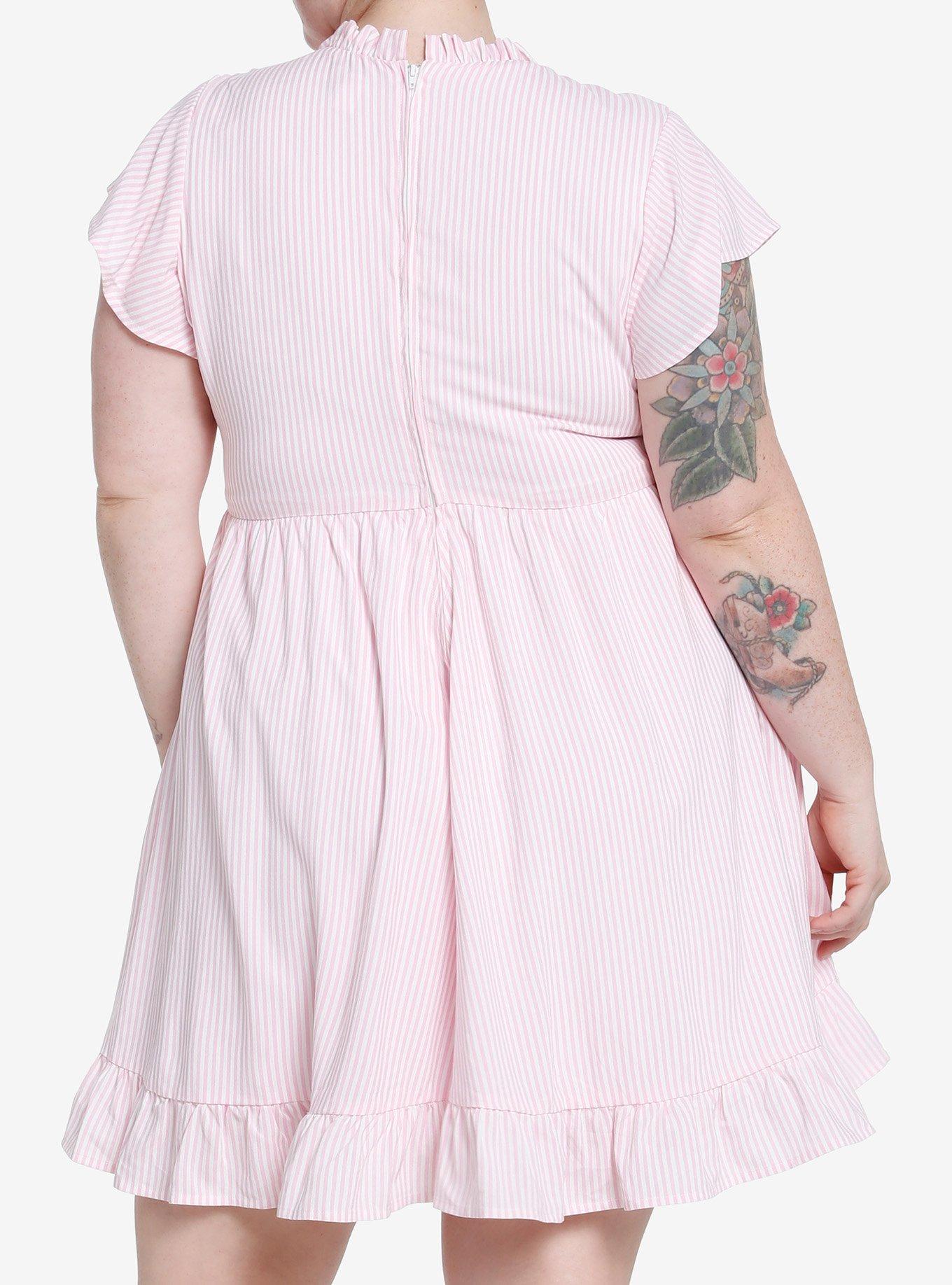 Sweet Society Pink Pinstripe Heart Ruffle Dress Plus Size, STRIPE-PINK, alternate