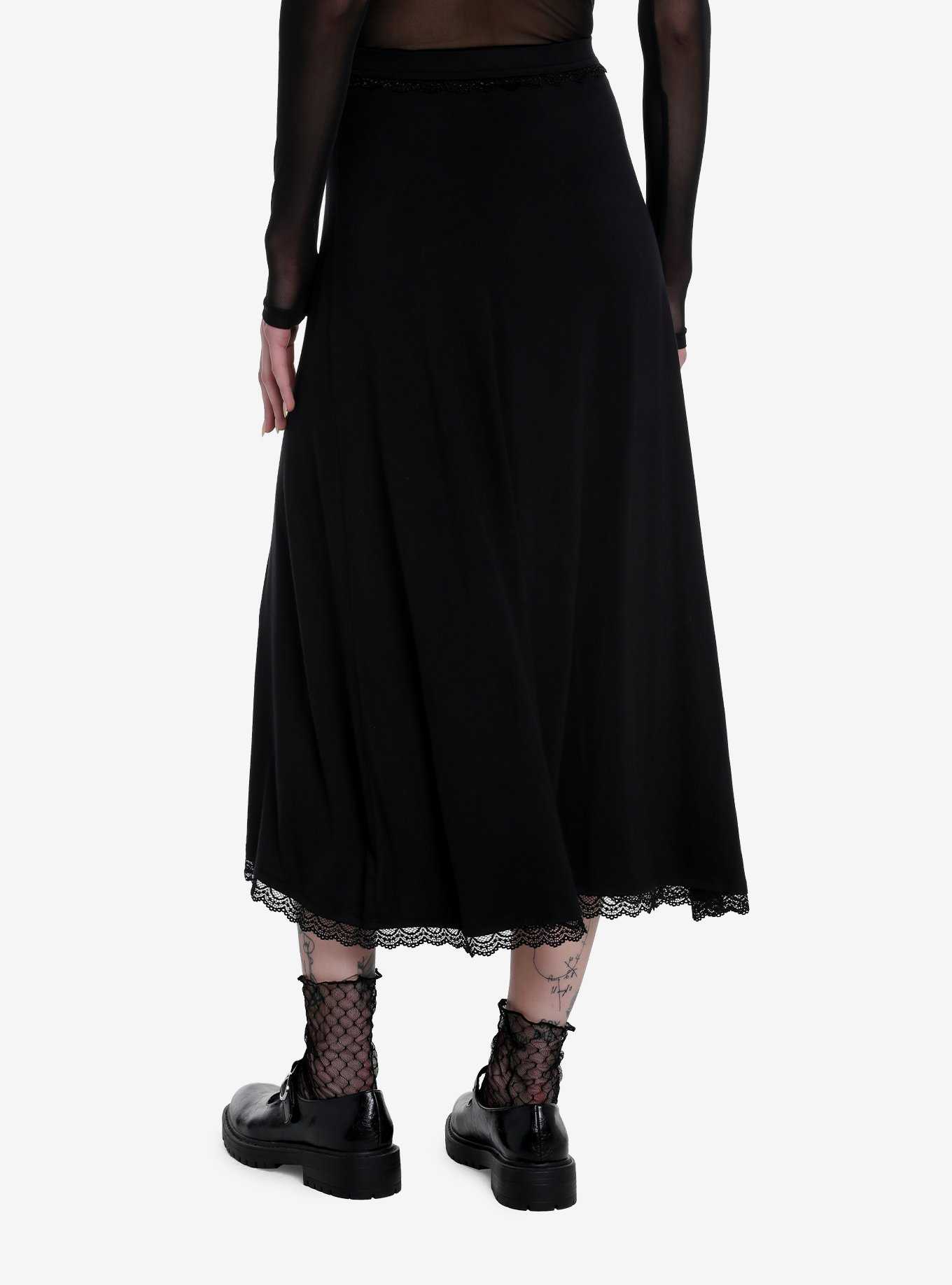 Cosmic Aura Black Lace Midi Skirt, , hi-res