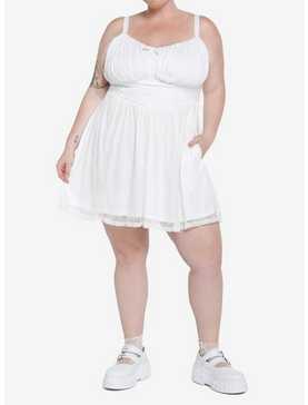 White Angel Wings Lace Cami Dress Plus Size, , hi-res