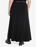 Social Collision Lace-Up Slit Maxi Skirt Plus Size, BLACK, alternate