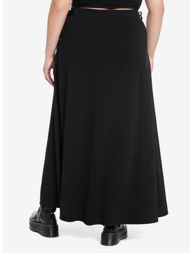 Social Collision Lace-Up Slit Maxi Skirt Plus Size, , hi-res