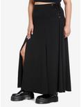 Social Collision Lace-Up Slit Maxi Skirt Plus Size, BLACK, alternate