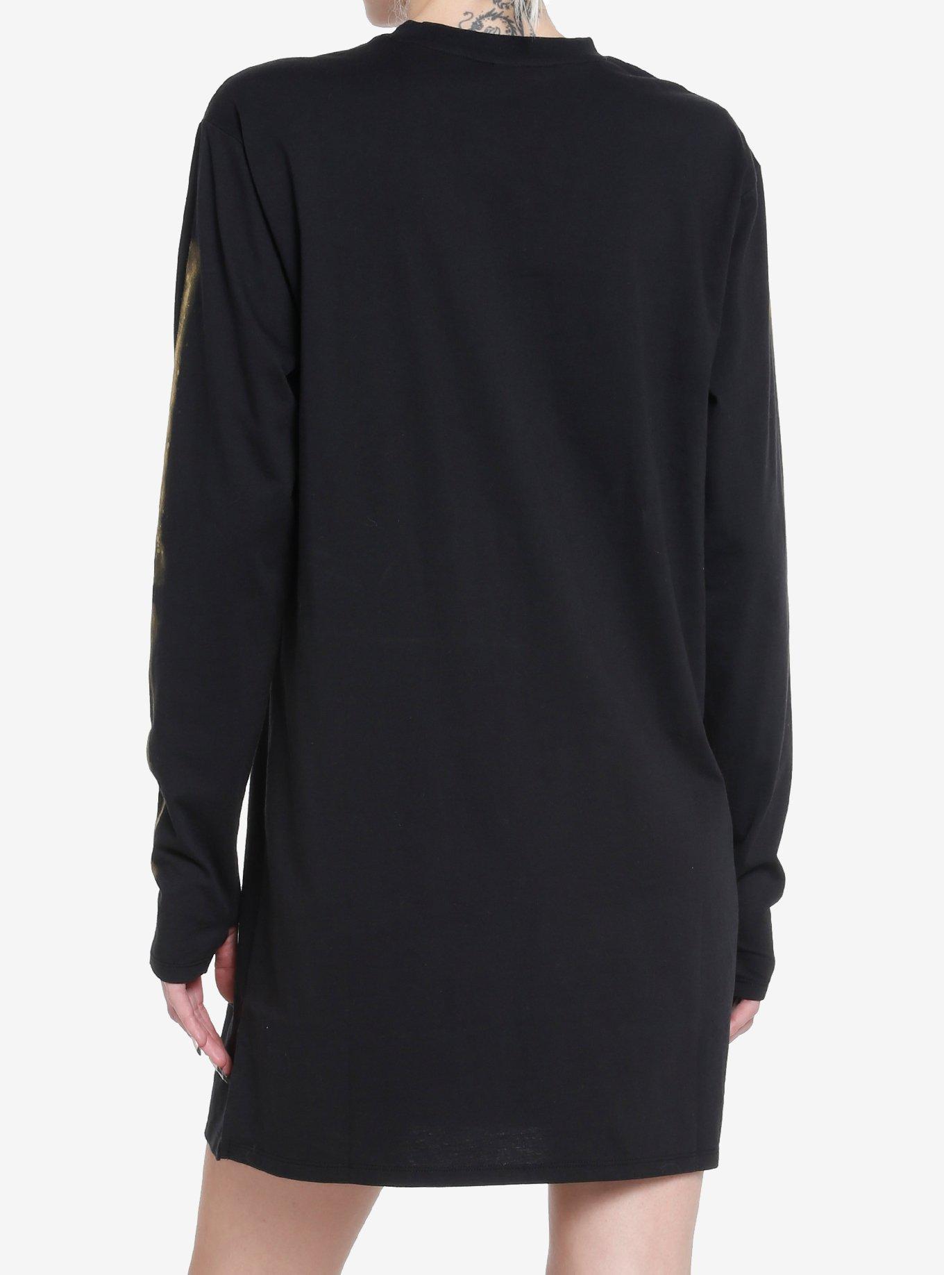 Social Collision Skeleton Bleach Girls T-Shirt Dress, BLACK, alternate