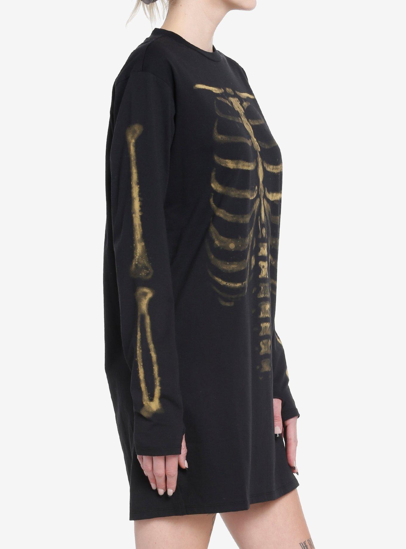 Social Collision Skeleton Bleach Girls T-Shirt Dress, BLACK, alternate