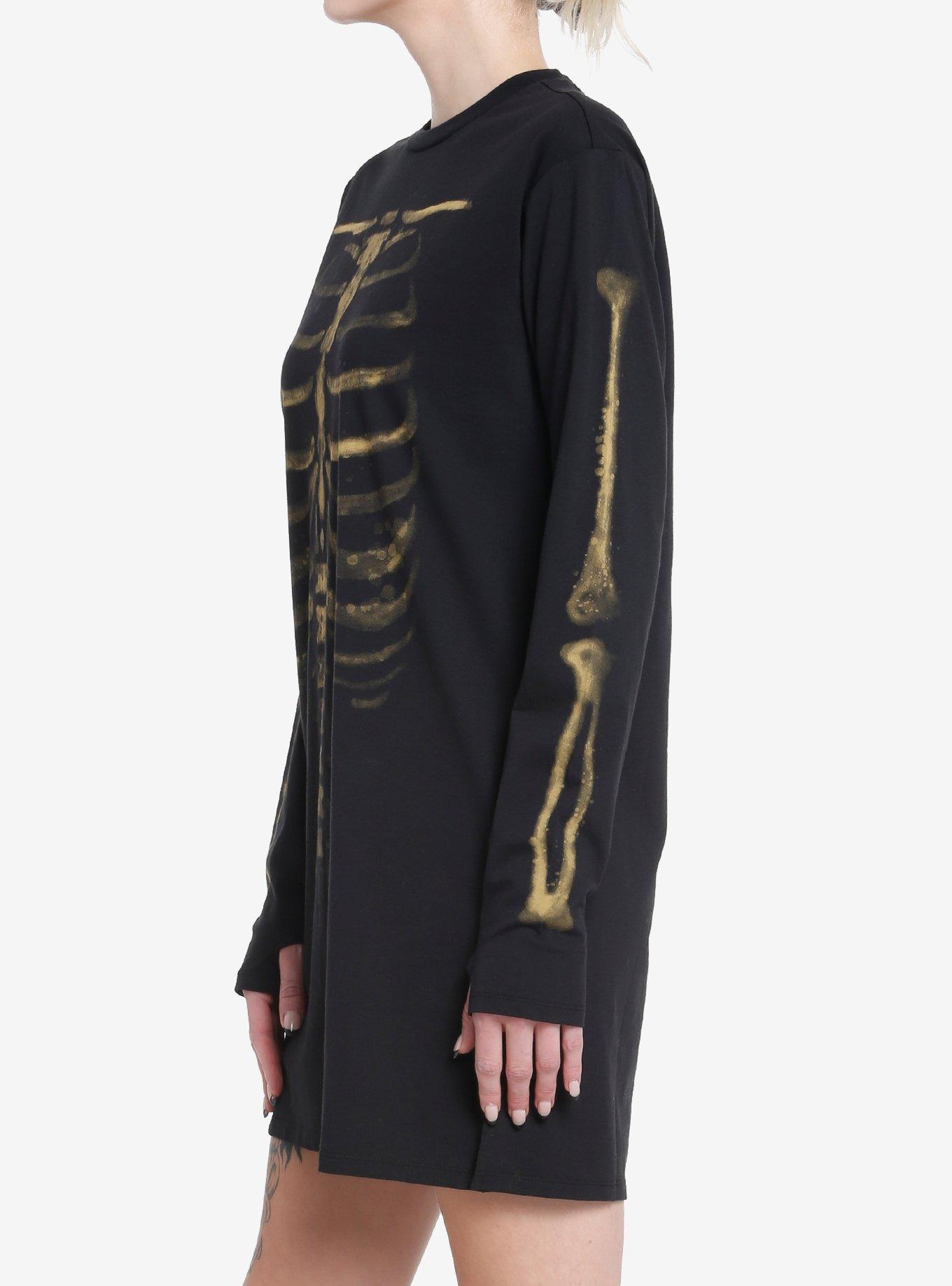 Social Collision Skeleton Bleach Girls T-Shirt Dress, BLACK, alternate
