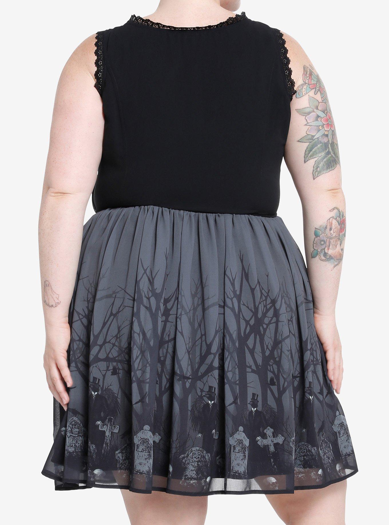Thorn & Fable Cemetery Scene Dress Plus Size, BLACK, alternate