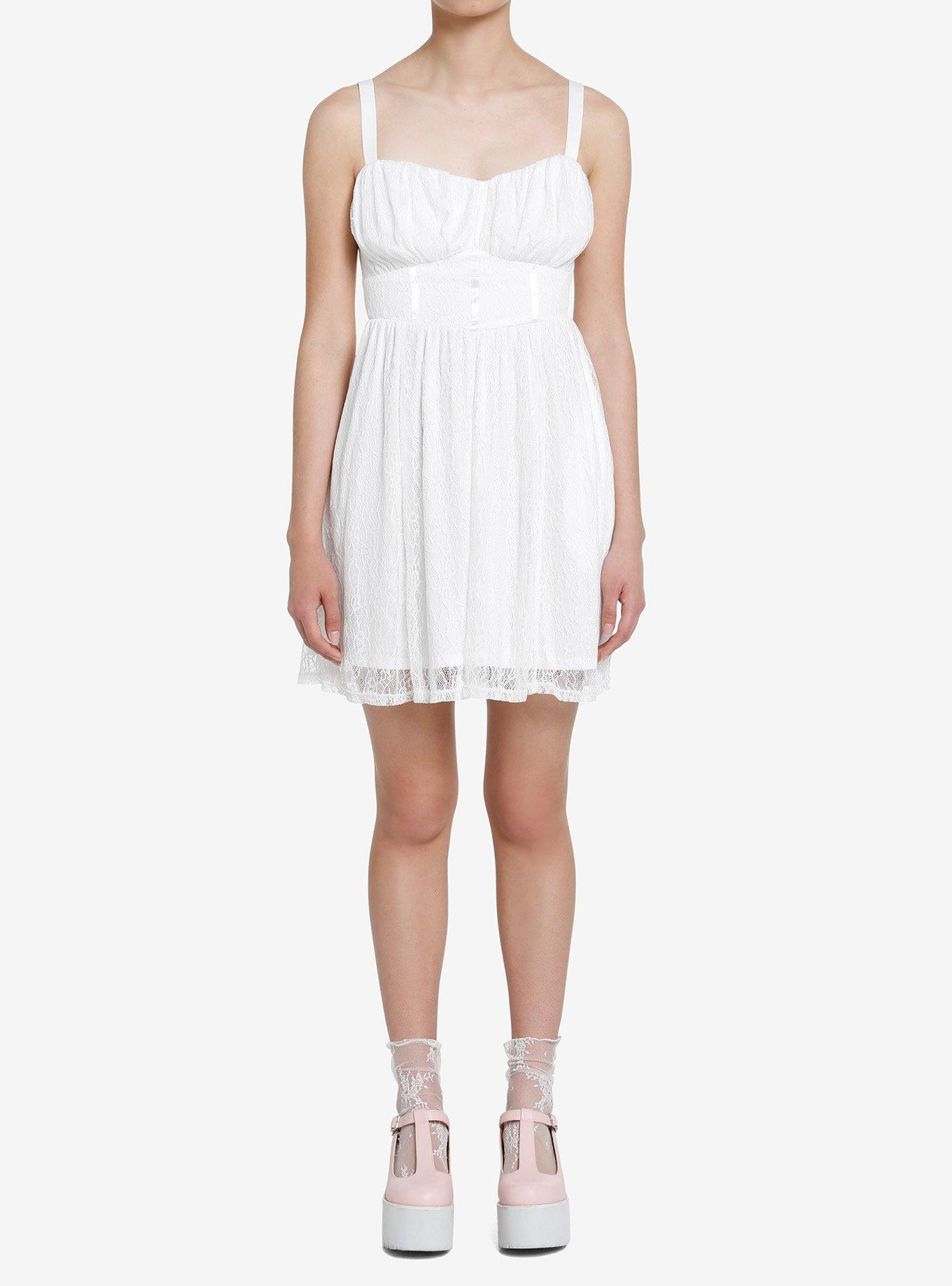 White Angel Wings Lace Cami Dress, BRIGHT WHITE, alternate