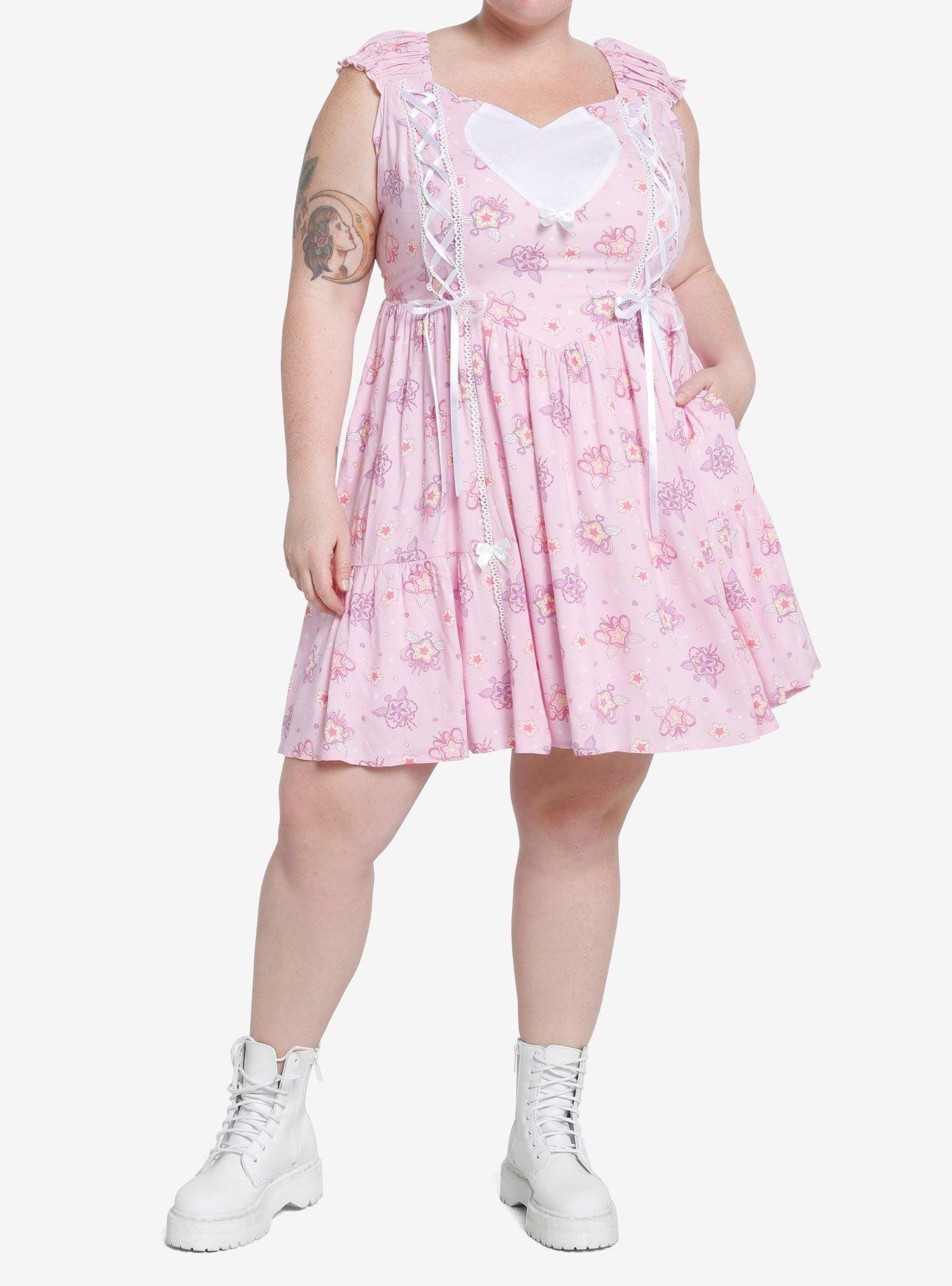 Sweet Society Kawaii Heart Lace-Up Dress Plus Size, MULTI, alternate