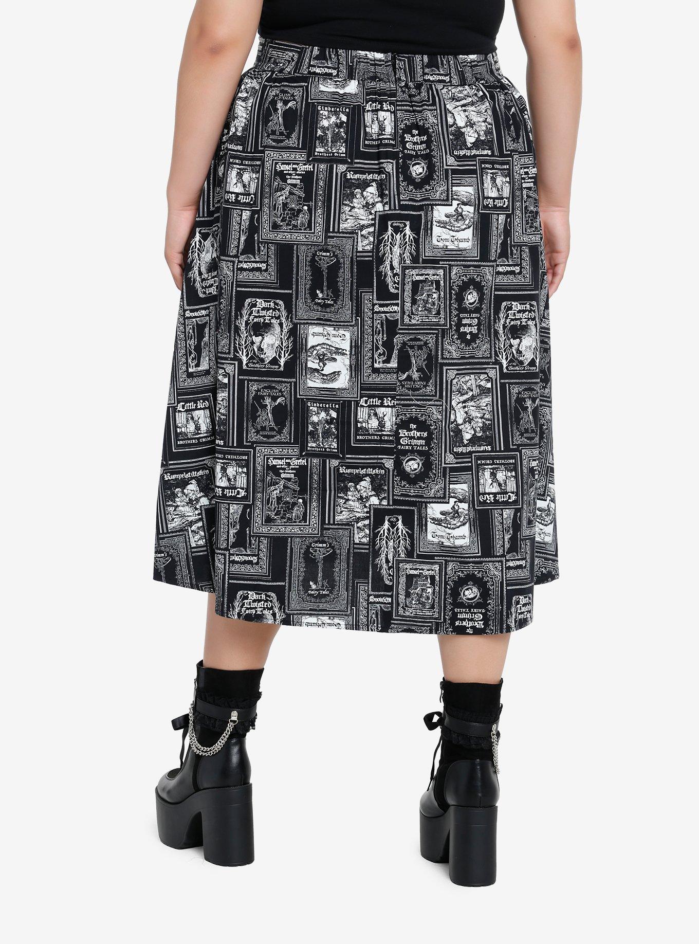 Thorn & Fable Dark Fairy Tale Books Retro Skirt Plus Size, , hi-res