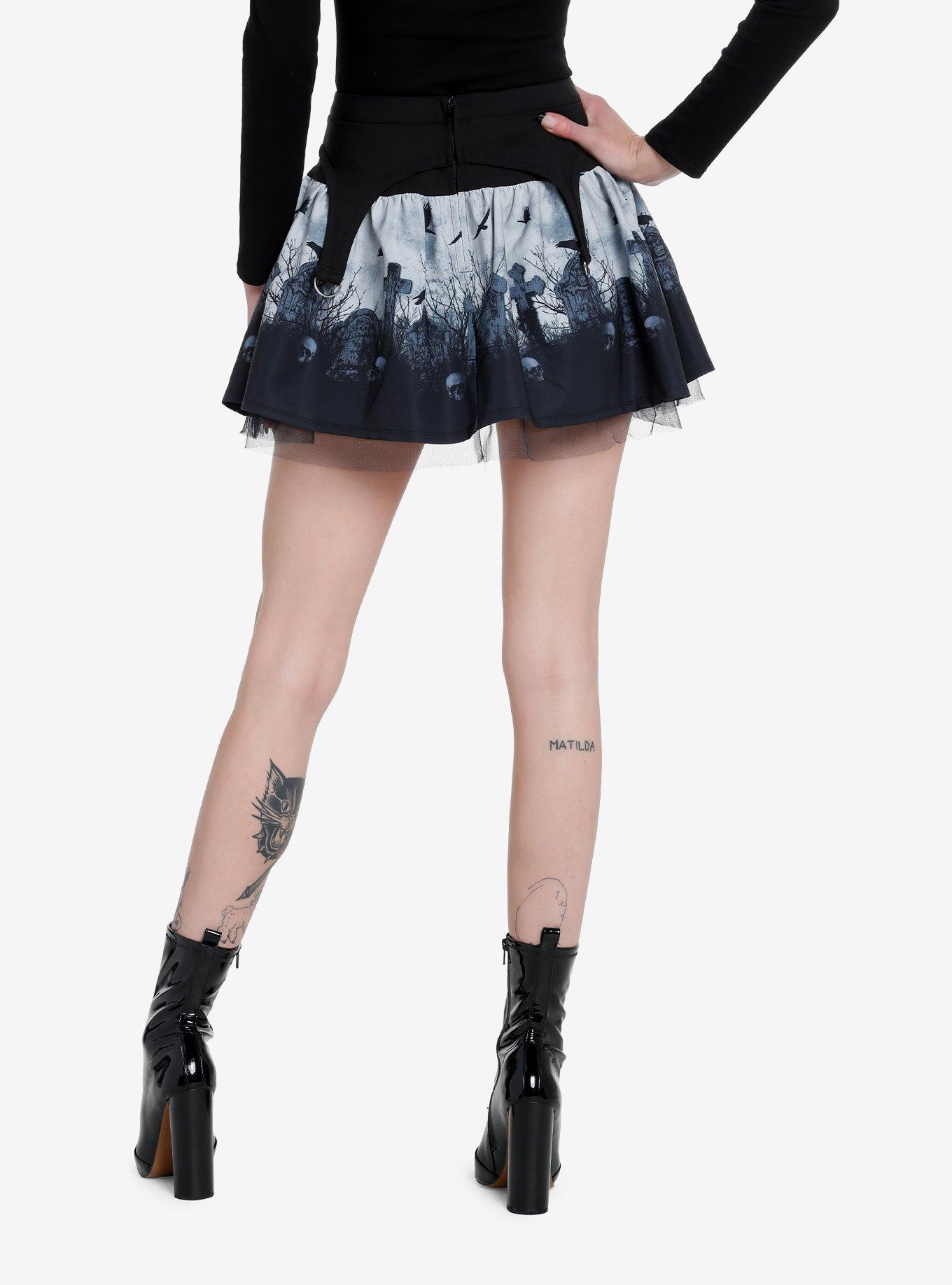 Thorn & Fable Graveyard Garter Skirt, BLACK, alternate