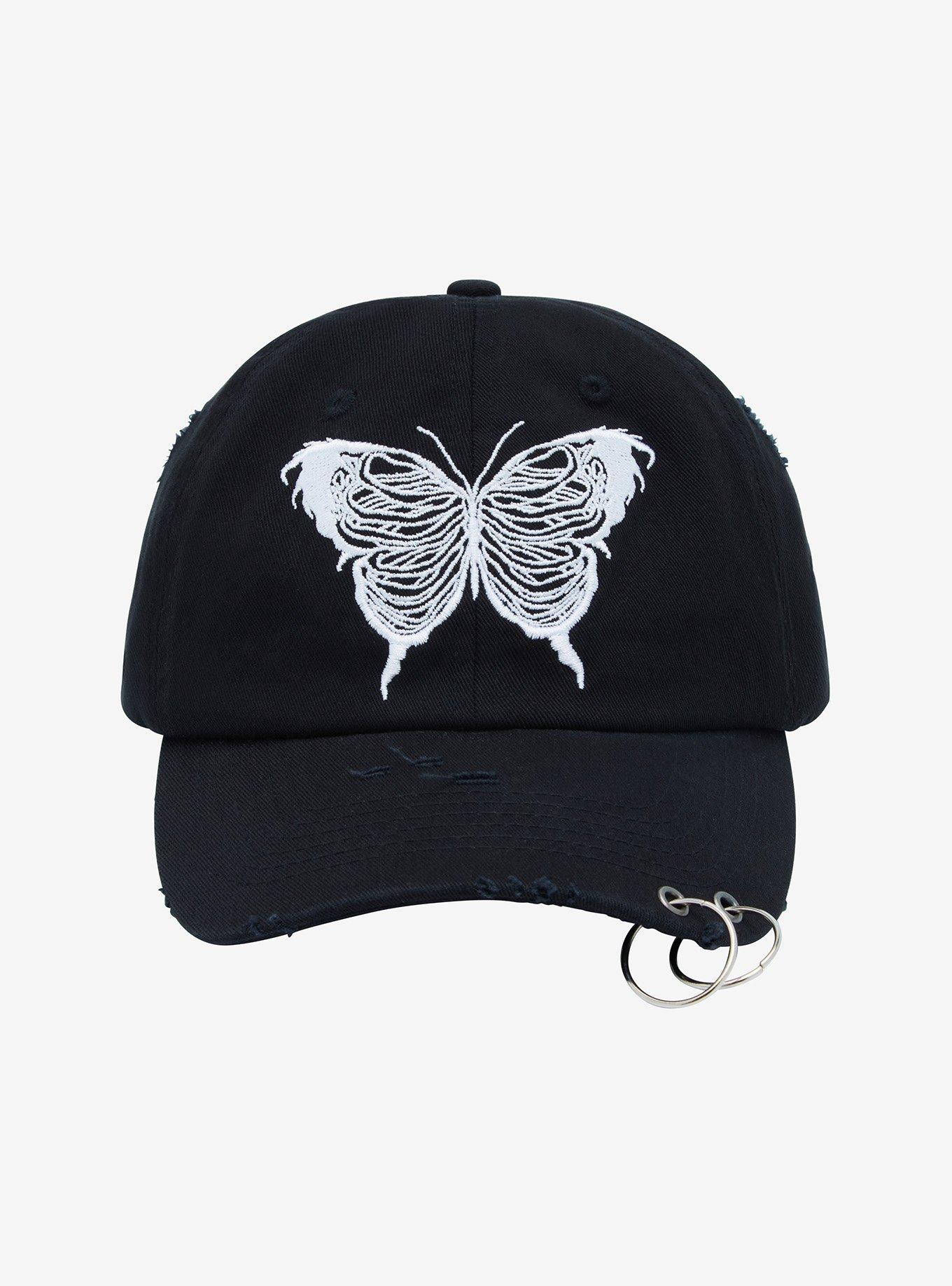 Butterfly Pierced Distressed Dad Cap, , alternate
