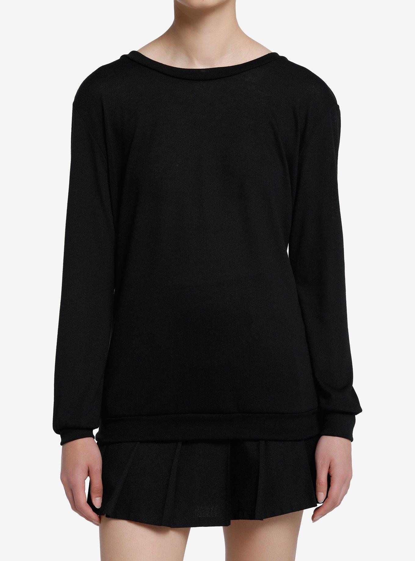 Angel Back Wings Girls Long-Sleeve Top, BLACK, alternate