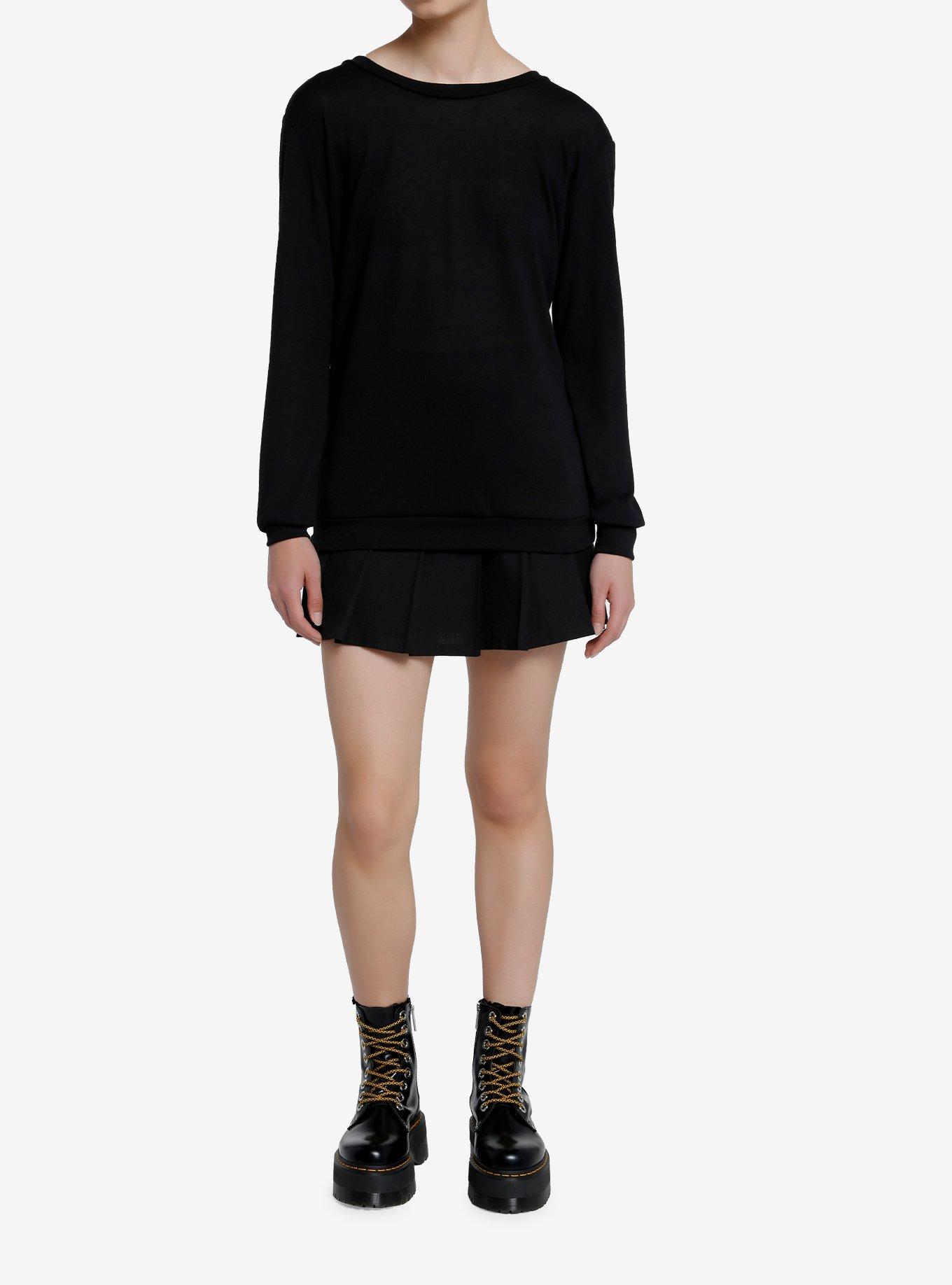 Angel Back Wings Girls Long-Sleeve Top, BLACK, alternate