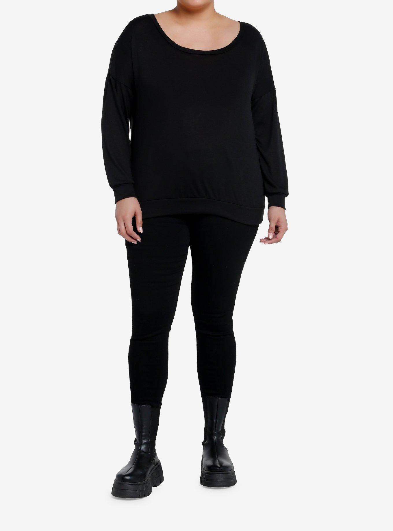 Midnight Hour Angel Back Wings Girls Long-Sleeve Top Plus Size, BLACK, alternate