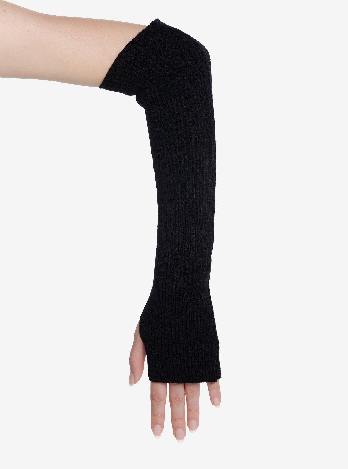 Black Ribbed Arm Warmers, , alternate