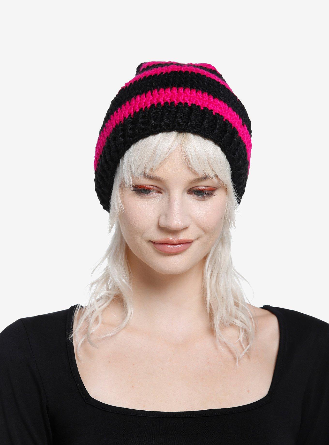 Pink & Blue Stripe Crochet Gnome Hat, , alternate