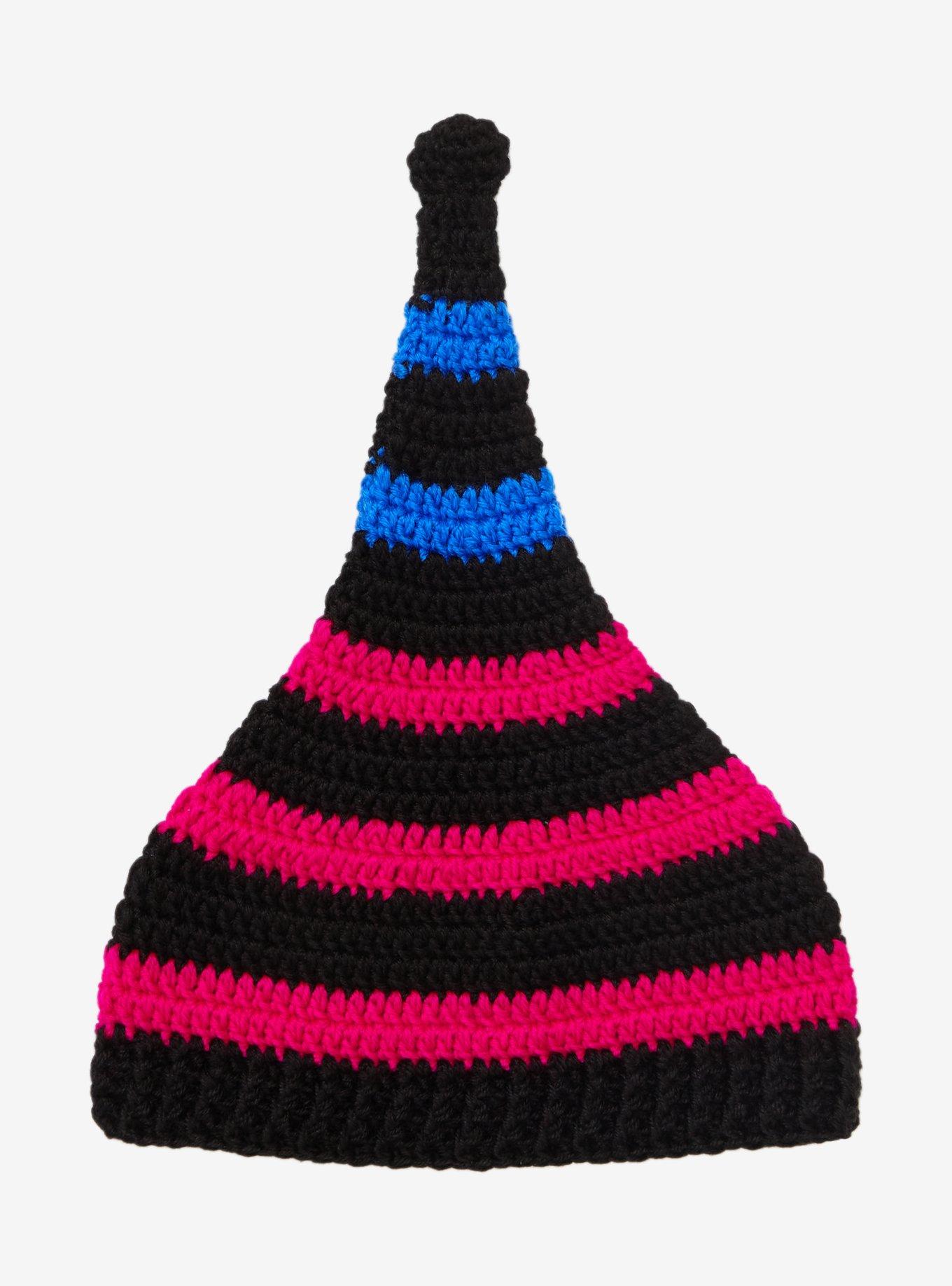 Pink & Blue Stripe Crochet Gnome Hat, , alternate