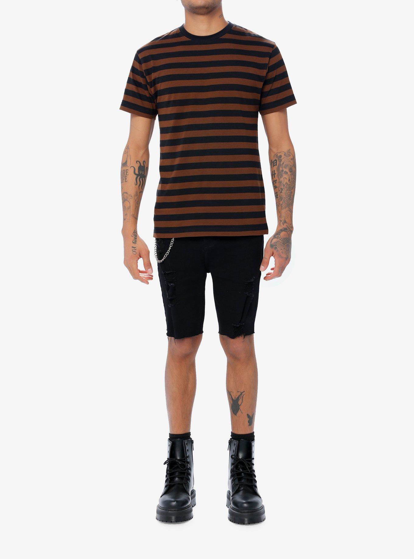 Black & Brown Stripe T-Shirt, BROWN, alternate