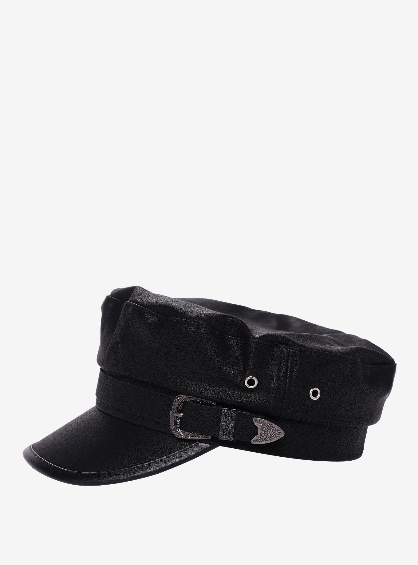 Black Western Buckle Cabbie Hat, , hi-res