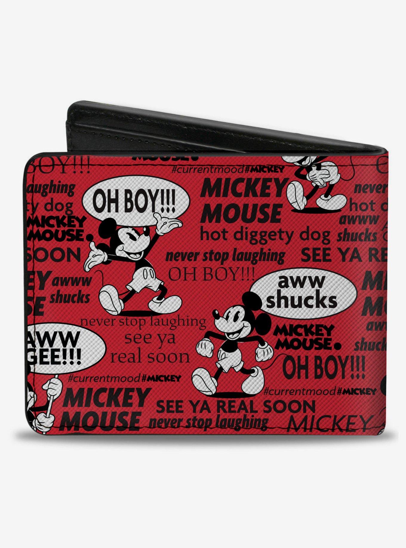 Disney Mickey Mouse Poses and Quotes Collage Bifold Wallet, , alternate