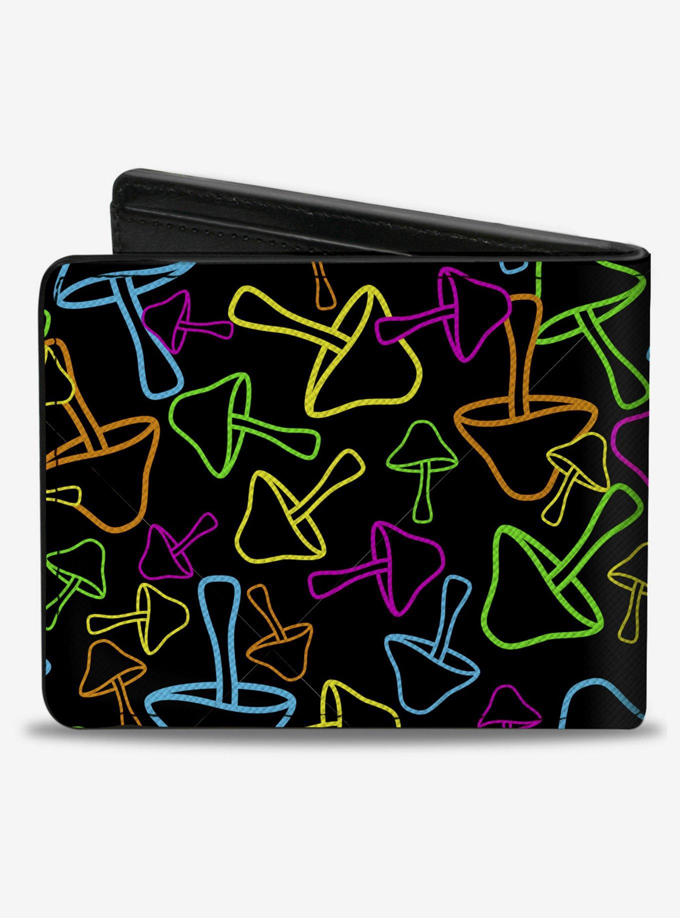 Mushroom Outlines Scattered Bifold Wallet, , hi-res