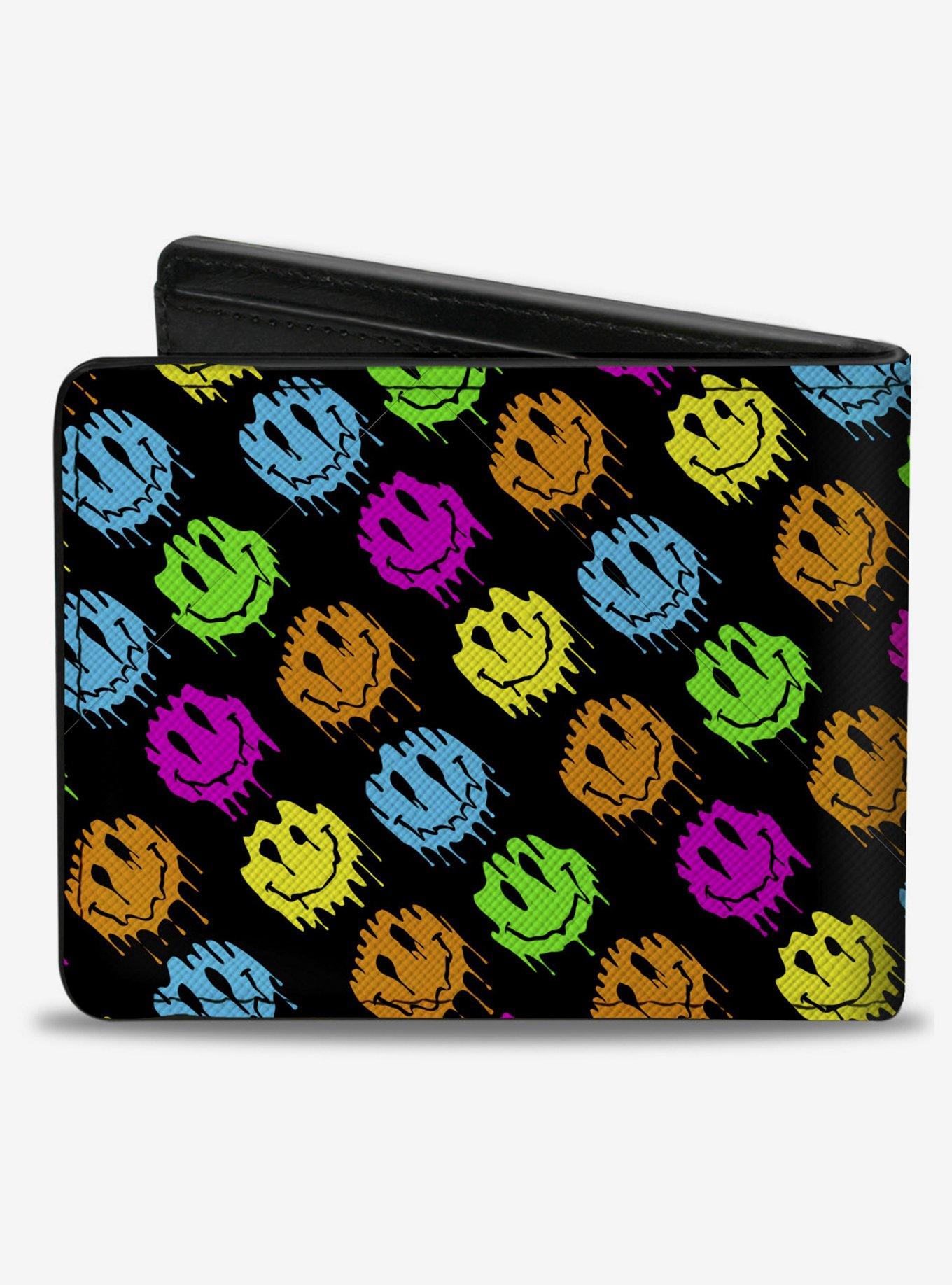 Smiley Faces Melted Mini Repeat Angle Bifold Wallet, , hi-res