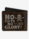 Western No Guts No Glory Skull and Crossbones Bifold Wallet, , alternate