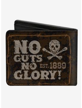 Western No Guts No Glory Skull and Crossbones Bifold Wallet, , hi-res