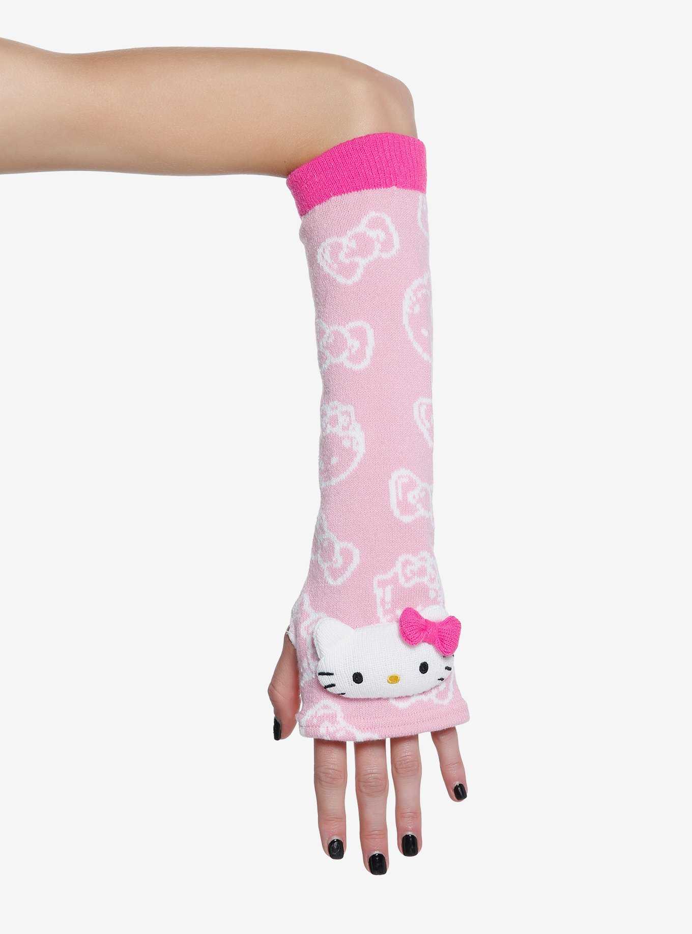 Hello Kitty Pink Plush Arm Warmers, , hi-res