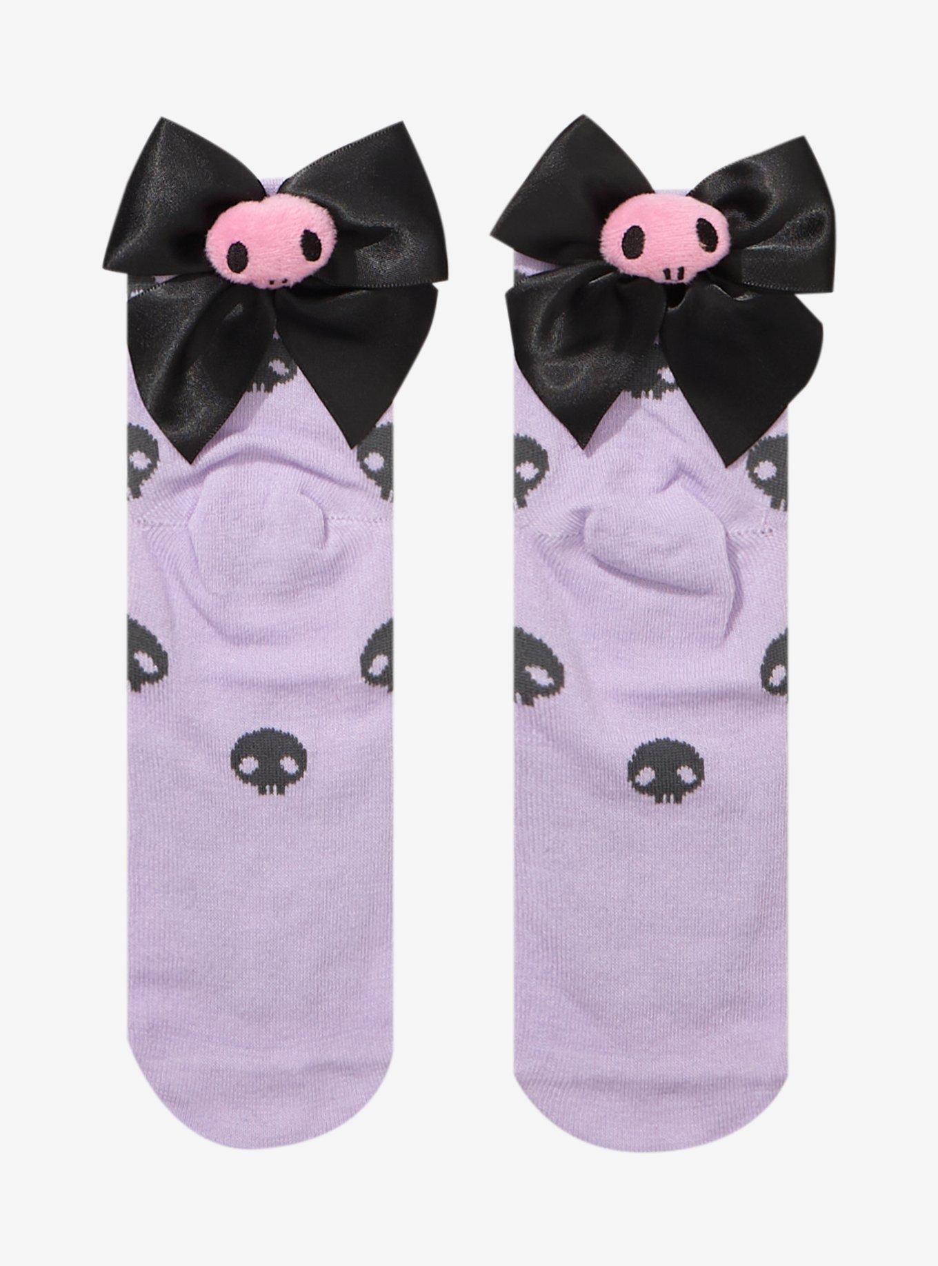Kuromi Skull Bow Ankle Socks, , alternate