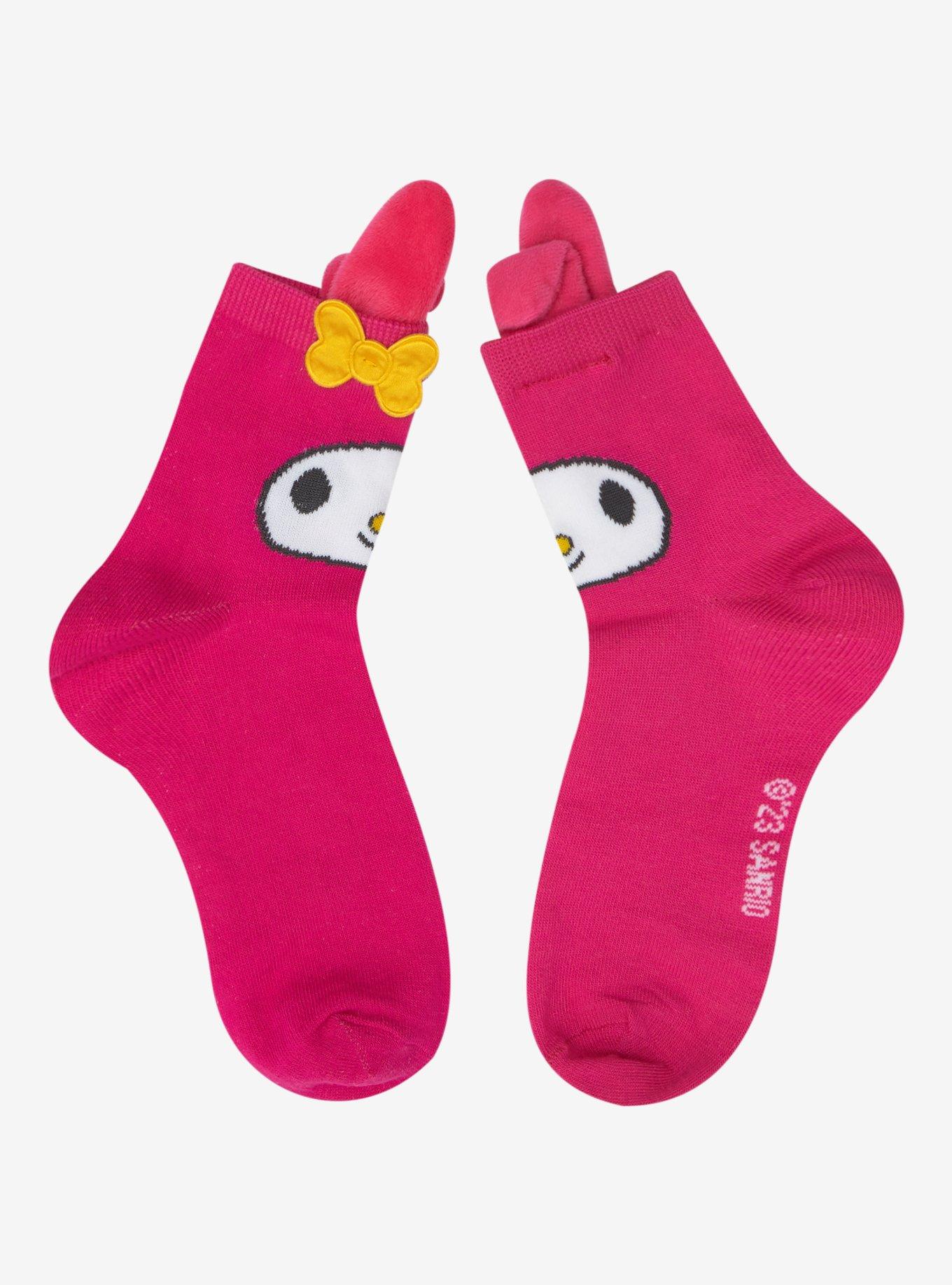 My Melody 3D Ears & Bow Ankle Socks, , alternate