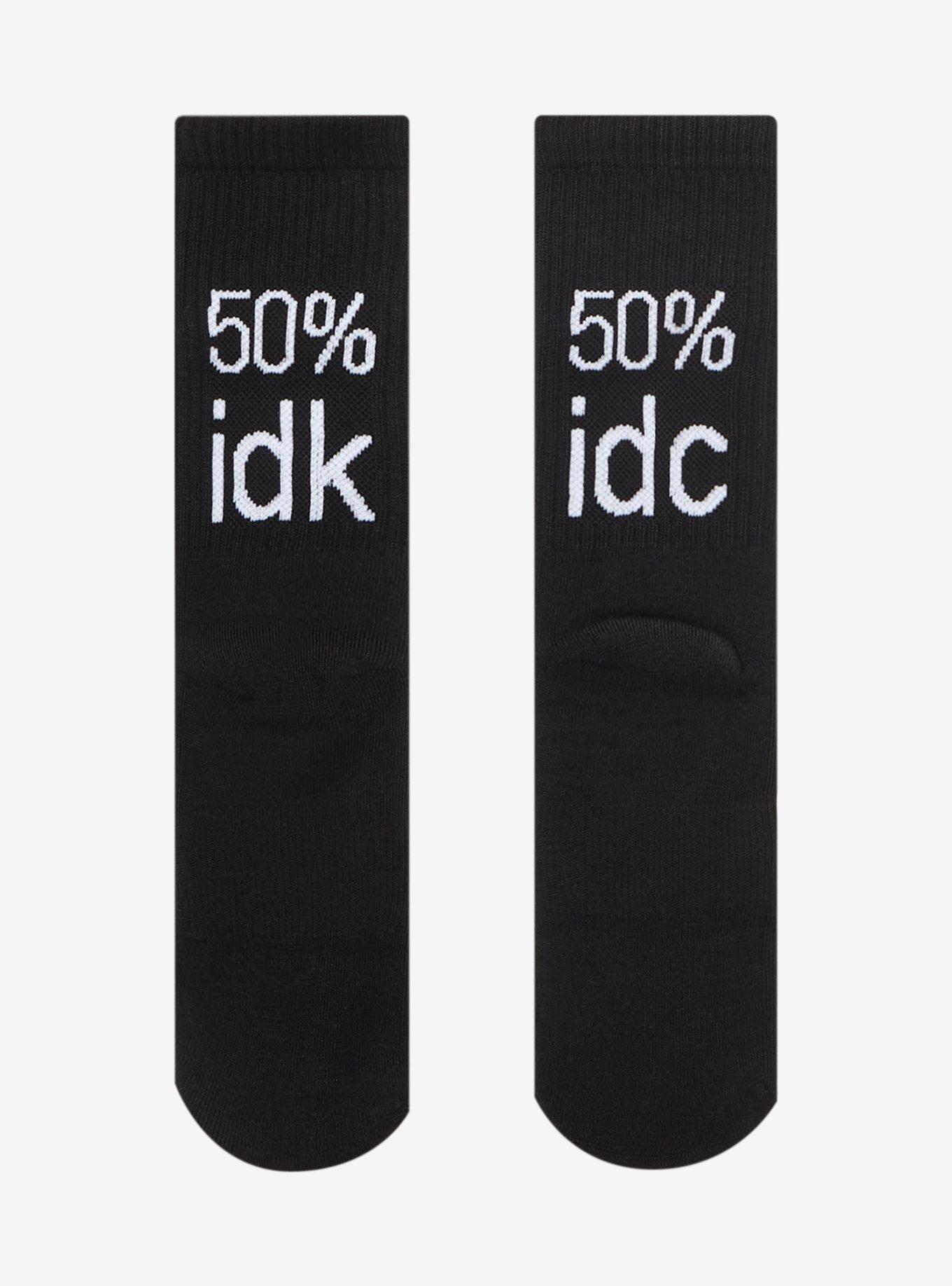 50% IDK 50% IDC Mismatched Crew Socks, , hi-res
