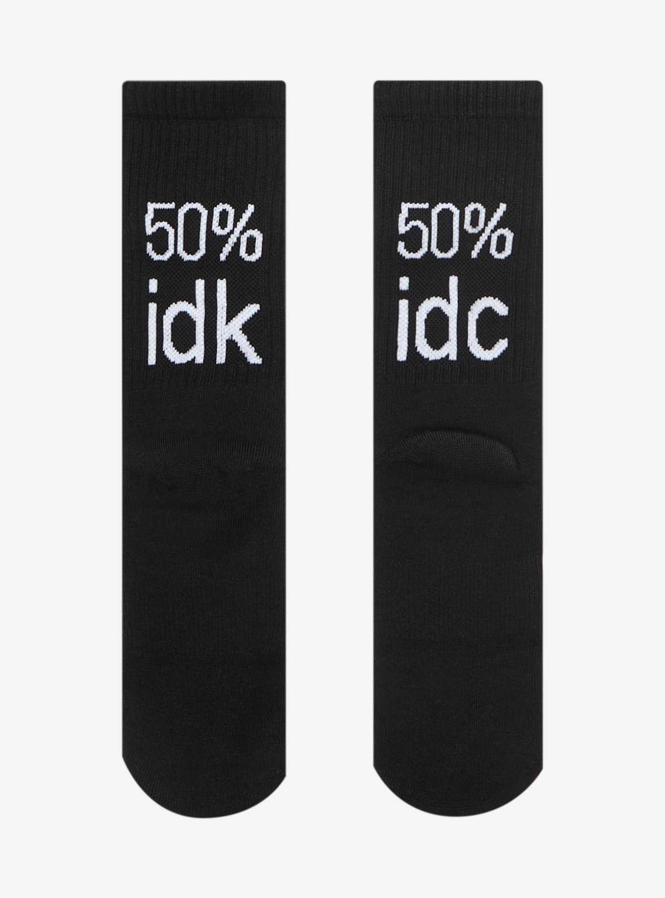 50% IDK 50% IDC Mismatched Crew Socks, , hi-res