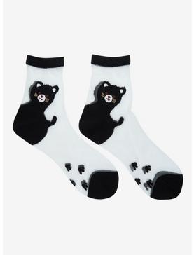 Black Cat Sheer Crew Socks, , hi-res