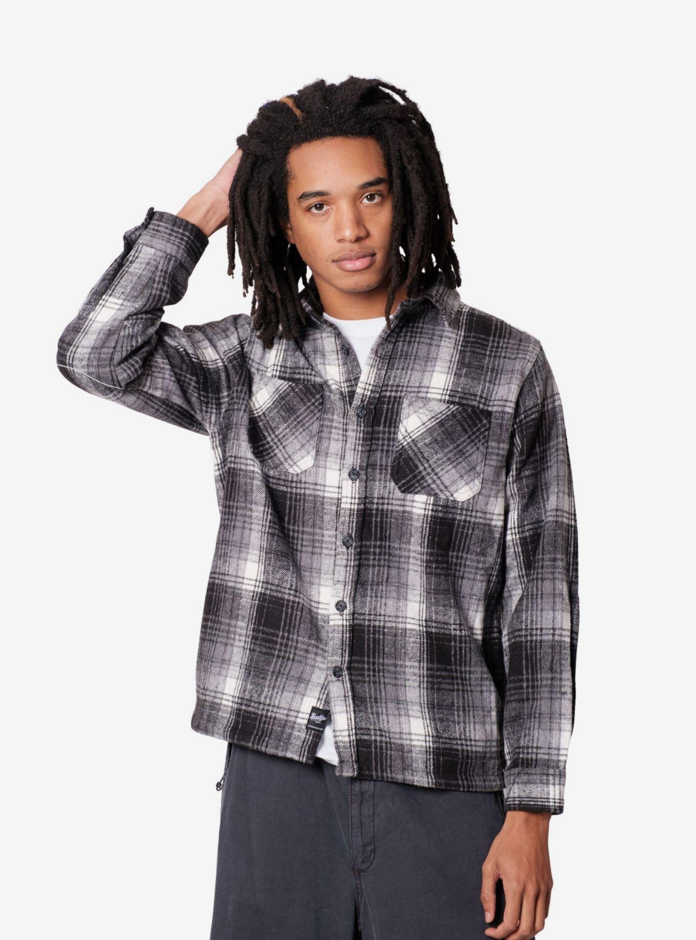 Black And White Heavy Flannel Shacket, BLACK, alternate