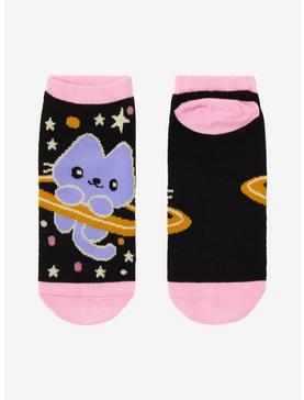 Purple Cat Planet No-Show Socks, , hi-res