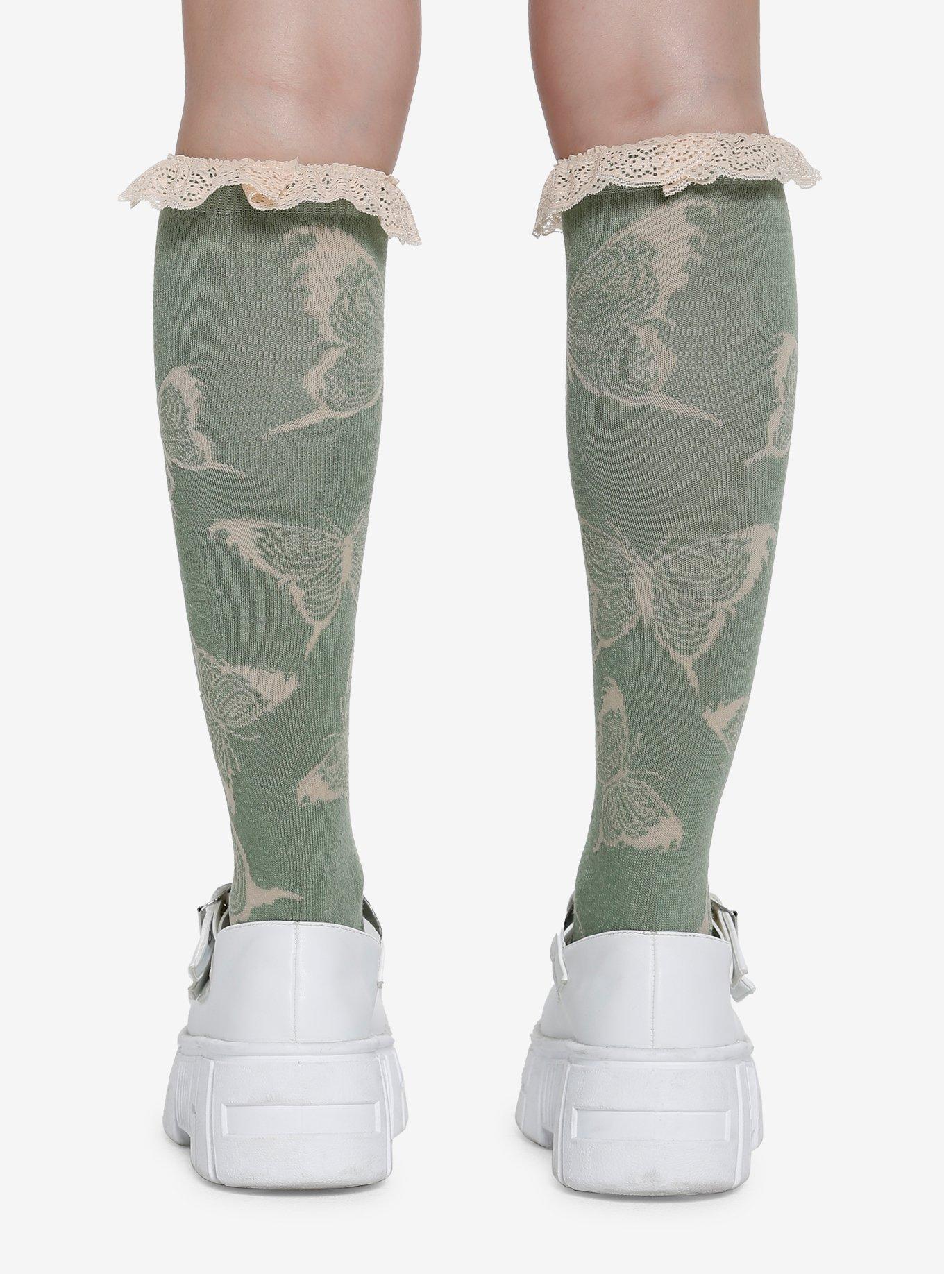 Grunge Butterfly Knee-High Socks, , alternate