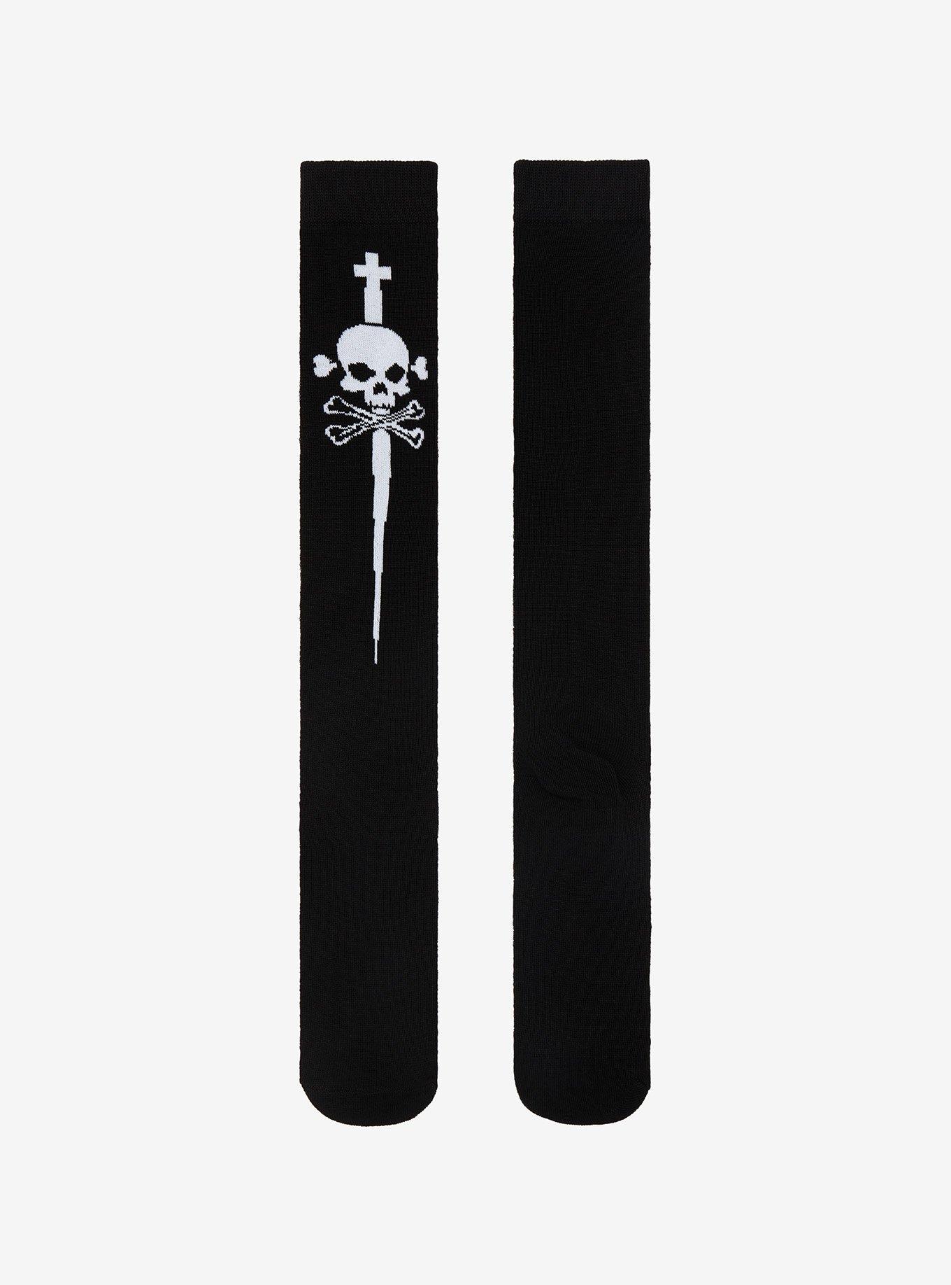 Skull Dagger Knee-High Socks, , alternate