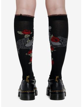 Rose Skull Dagger Knee-High Socks, , hi-res
