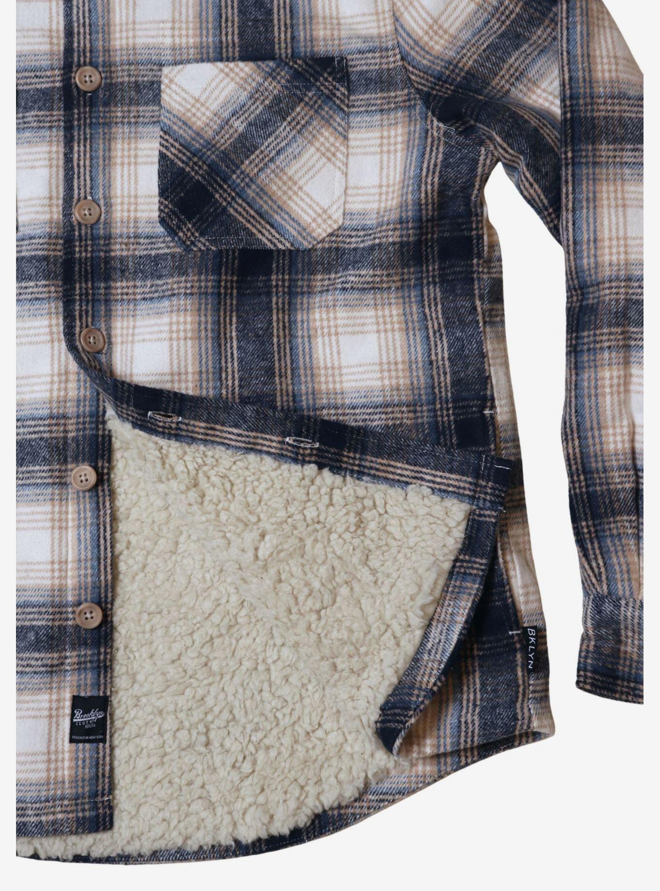 Cream And Blue Sherpa Lined Flannel Shacket, BLUE, alternate