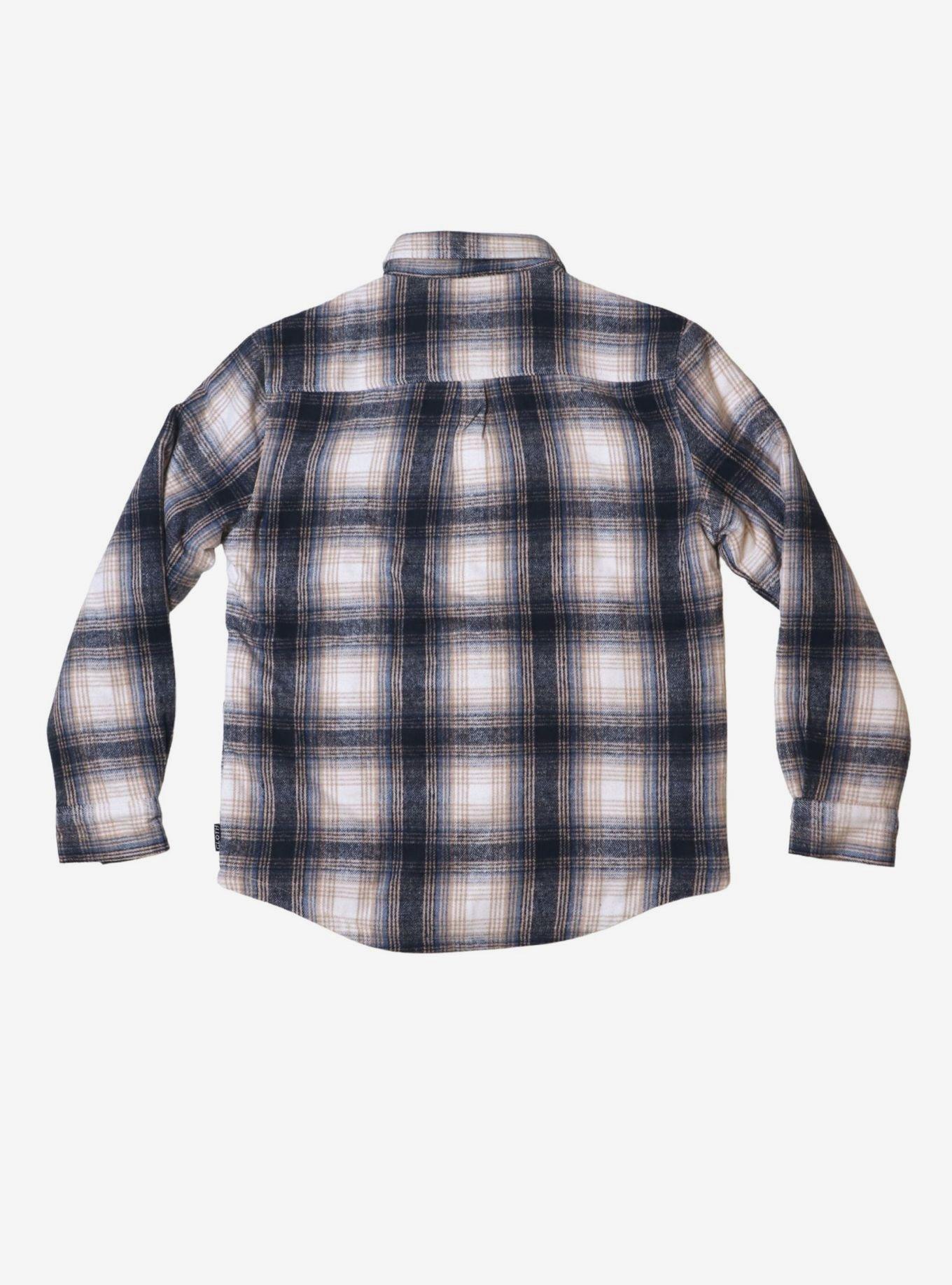 Cream And Blue Sherpa Lined Flannel Shacket, BLUE, alternate