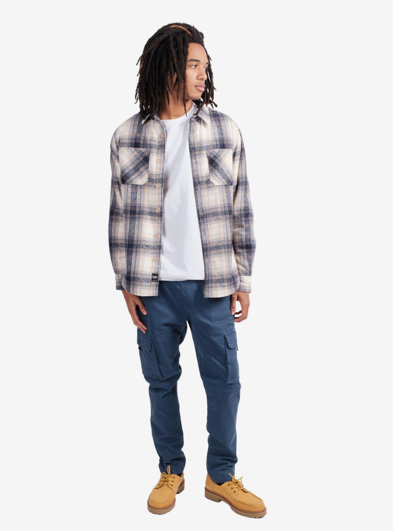 Cream Blue Heavy Flannel Shacket, BLUE, alternate