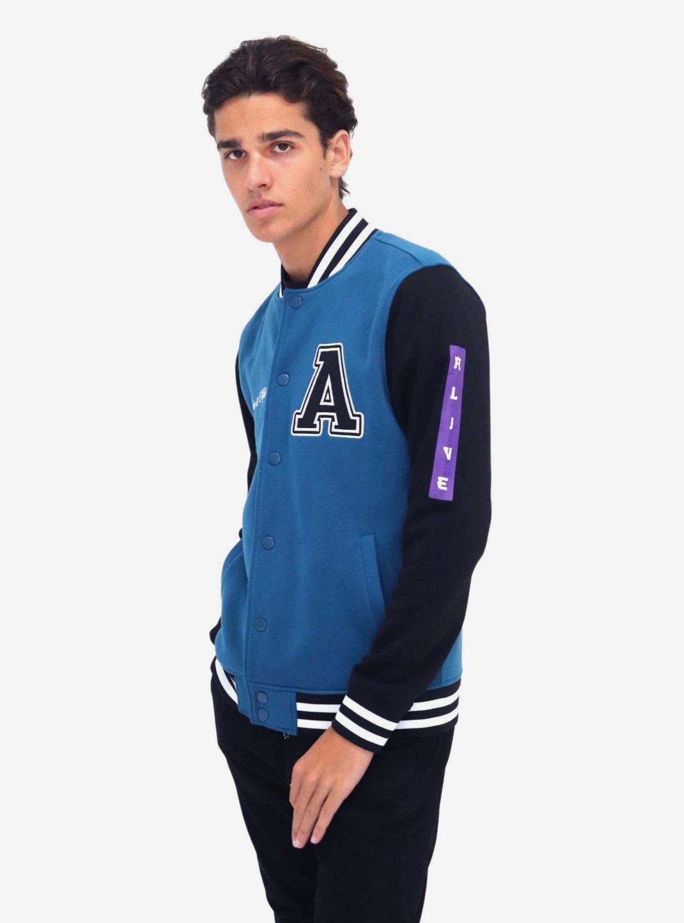 Dark Teal Awake & Alive Fleece Bomber Jacket, BLUE, alternate